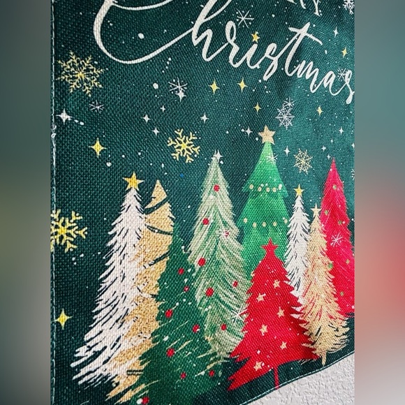 12x18 Elegant Merry Christmas Trees Snowflakes Yard Decor Flag Wall Hanging New - Picture 3 of 3
